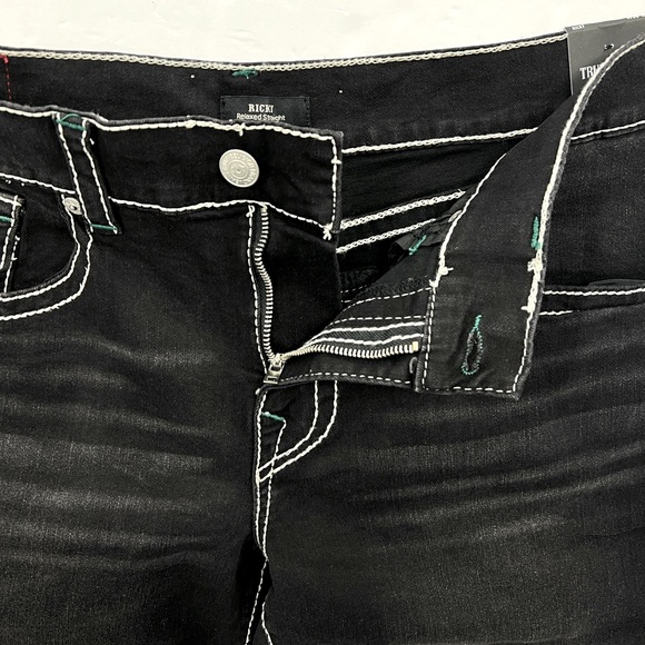 TRUE RELIGION JEANS, "RICKY BIG T FLAP STRAIGHT", “EASHED COAL GREY”, W36 L34 - Picture 4 of 14